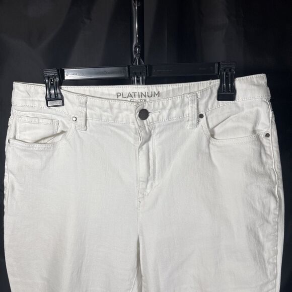 Chicos Jeans Womens 1 US 8 White Platinum Denim Cropped Capri Skinny Casual - Picture 3 of 8